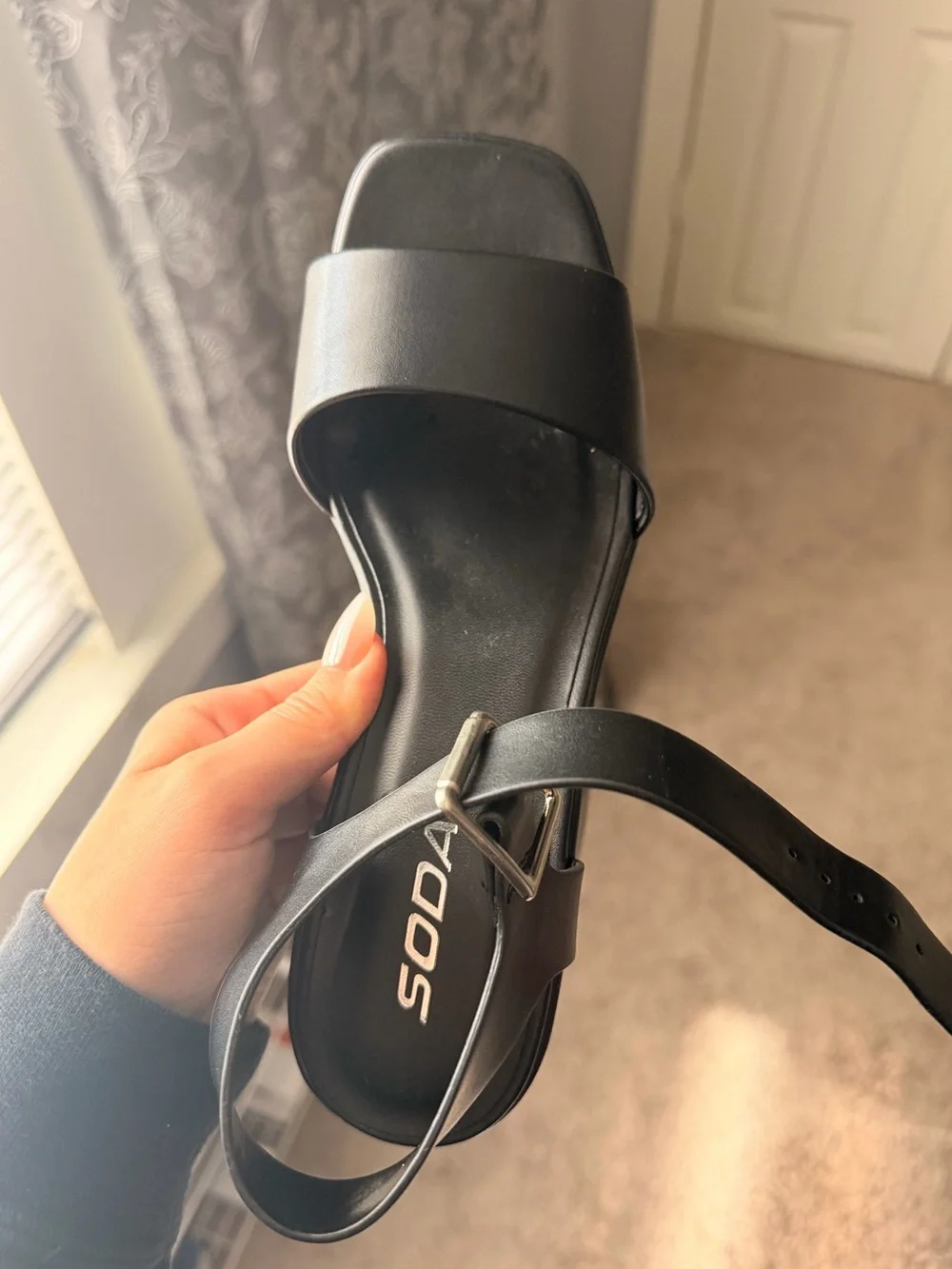Black Soda Platform Block Heels - size 8